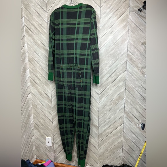 Magnolia Hearth & Hand Mens Green Plaid Onesie One Piece Pajama PJ  small - Picture 3 of 6